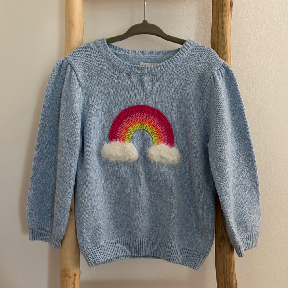 Hatley Blue Sweater with Rainbow Design